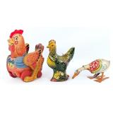 Unique Art Goose, Tin Rooster, and Fisher Prize Ka