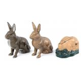 (3) Cast Iron Rabbit Coin Banks
