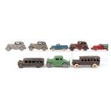 (8) Cast Iron Cars, Trucks, and Buses