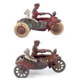 (2) Hubley Cast Iron Cop Motorcycle