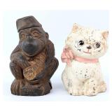 Cast Iron Kitten and Monkey Still Banks