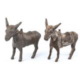 (2) Cast Iron Donkey Still Banks