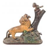 Lion and Monkey Cast Iron Mechanical Bank