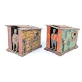 (2) J&E Stevens Cabin Mechanical Bank