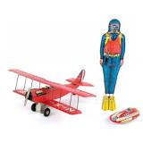 Japan Tin Scuba Diver, Curtiss Jenny, and Swift Bo