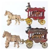 (2) Kenton Cast Iron Horse Drawn Overland Circus A