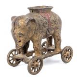 Cast Iron Elephant on Wheels Bank