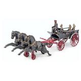 Dent Cast Iron Fire Patrol 3-Horse Drawn Wagon