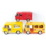 Buddy L School Bus, Royal Mail, and Sunshine Biscu