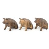 (3) Cast Iron Seated Pig Still Banks