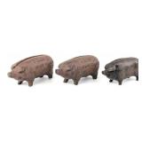 (3) Cast Iron Pig Still Banks