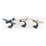 (3) Model Aircraft Replicas on Display Stands