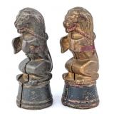 (2) Cast Iron Circus Lion Still Banks