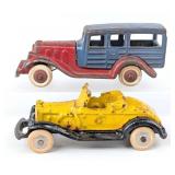 Hubley Woody Wagon and Roadster Take-A-Part Cars