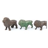 (3) Cast Iron Lion Still Banks