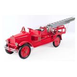 Restored Buddy L Aerial Ladder Fire Truck with Rub