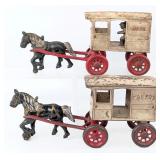 Kenton Cast Iron Horse Drawn Milk Wagon & Bakery W