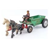 Arcade Cast Iron Two Horse Drawn Contractors Dump