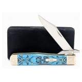 2011 Case XX Scroll Bolster Blue Kaleidoscope Bone