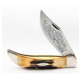 1977 Case XX Blue Scroll Stag Large Clasp Knife 51