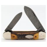 Ltd 1989 Case XX Stag Damascus Canoe Knife 52131
