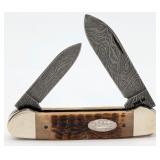 1989 Case XX Rogers Bone Damascus Canoe Knife ROG6