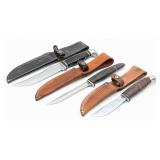 (3) 1940-65 Case XX Hunting Knives w/ Sheaths