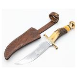 1960s Case XX Stag Kodiak Bear Bowie Knife w/ Shea