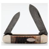 1989 Case XX Rogers Bone Damascus Canoe Knife ROG6