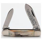 1977 Case XX Blue Scroll Stag Canoe Knife 52131