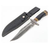 Impact Custom Knives Damascus Black Canvas Micarta