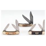 (3) Parker Frost Bone & Stag Handle Folding Knives