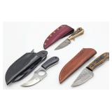 (3) Custom Fixed Blade Hunting Knives w/ Sheaths
