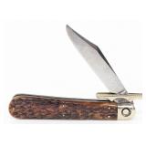 Press Button Knife Co. Jigged Bone Swing Guard Swi