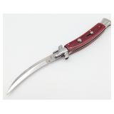 AKC 10in Smooth Wood Curved Switchblade Knife