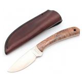Hess Knives Burl Wood Drop Point Hunter w/ Sheath
