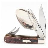 Antique Clauss Knives Jigged Bone Hobo Trapper