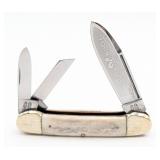 Frank Buster Fight'n Rooster Engraved Stag Canoe K