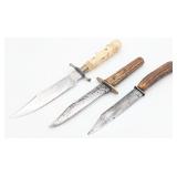 (3) Antique Stag & Bone Fixed Blade Knives