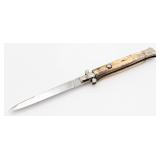 Inox 10.5in Smooth Bone Leverlock Switchblade Knif
