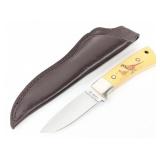 CAMIII Scrimshaw Yellow Micarta Drop Point Hunter