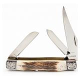 Gerber Scroll Bolster Stag Lockback Stockman