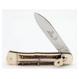 Hubertus Solingen Stag Leverlock Switchblade Knife
