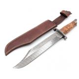 Charlton LTD Damascus Burl Wood Confederate Bowie