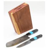 WWWW Knives Damascus Kitchen Cleaver & Utility Kni
