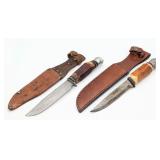 (2) Japanese Faux Stag Hunting Knives w/ Sheaths