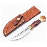 James Behring Jr. Split Stag Hunting Knife w/ Rive