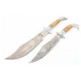 (2) Mexican Eagle Head Clip Point Fighting Knives