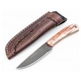 Custom Rocky Thomas Dyed Bone Damascus Fixed Blade