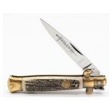 Kissing Crane Stag Stiletto Lock Back Knife